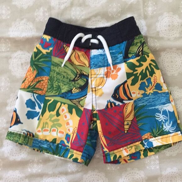 Gymboree Swim Trunks Board Shorts  6-12 Months Tropical - Picture 1 of 6